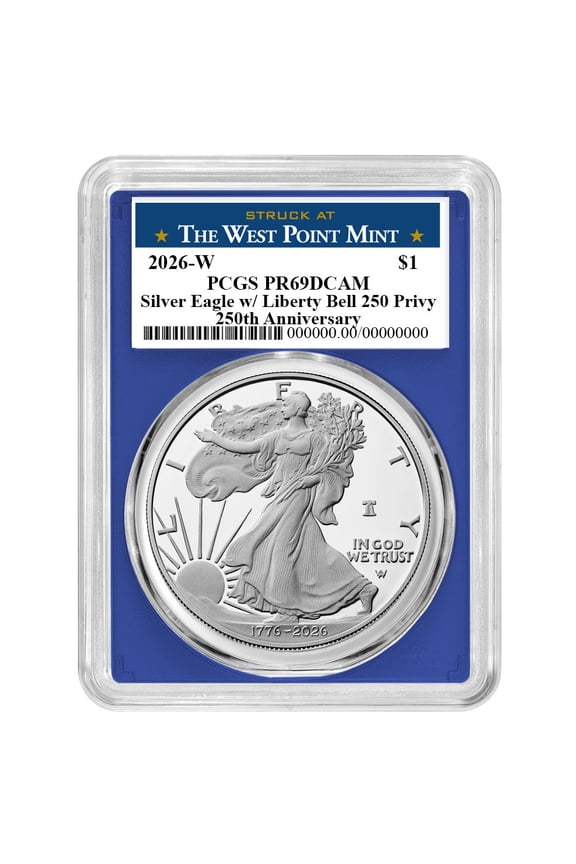 Presale - 2026-W Proof $1 American Silver Eagle PCGS PR69DCAM West Point Label Blue Frame
