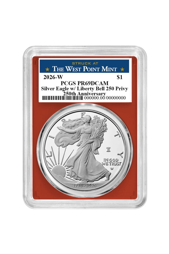 Presale - 2026-W Proof $1 American Silver Eagle PCGS PR69DCAM West Point Label Red Frame