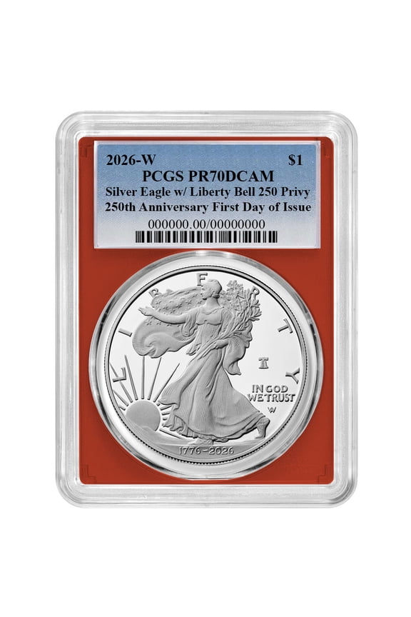Presale - 2026-W Proof $1 American Silver Eagle PCGS PR70DCAM FDOI Blue Label Red Frame