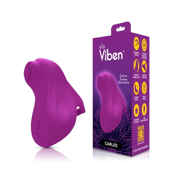 Viben Carlee Rechargeable Waterproof Silicone Tapping Finger Vibrator, Berry