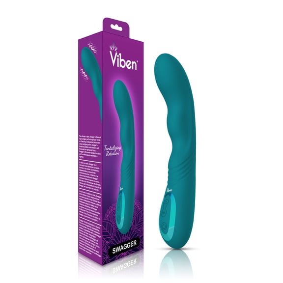 Viben Swagger Rechargeable Silicone Rotating Dual-Motor G-Spot Vibrator, Ocean