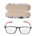 thumbnail image 1 of Presbyopic Blue Light Filtering Reading Glasses Sport Anti Slip Matte Black Frame Red Leg Lenses +2.00 Diopter Strength, 1 of 9