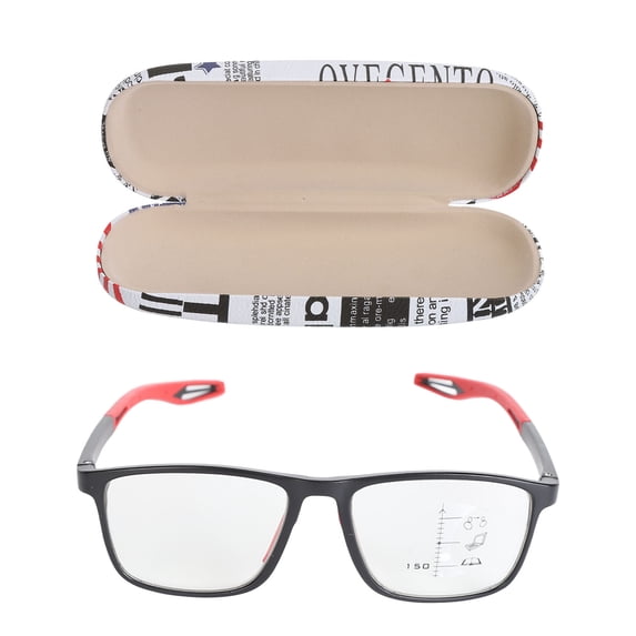 Presbyopic Blue Light Filtering Reading Glasses Sport Anti Slip Matte Black Frame Red Leg Lenses +2.00 Diopter Strength