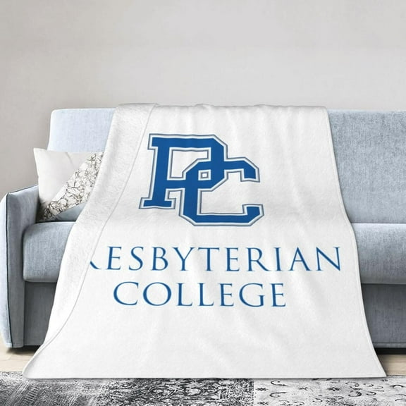 Presbyterian A College Logo Fleece Blanket, Very Soft Microfiber Flannel Blanket for Couch Warm and Cozy for All Seasons, Black
