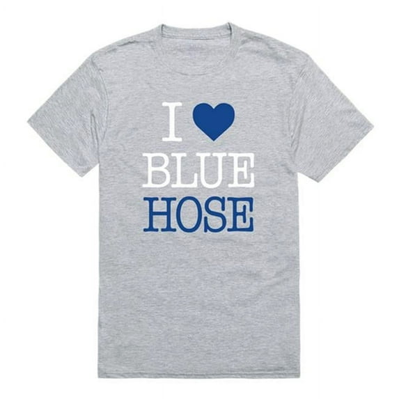 Presbyterian College Blue Hose I Love T-Shirt, Heather Grey - Large