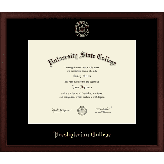 Presbyterian College Diploma Frame, Document Size 14" x 11"