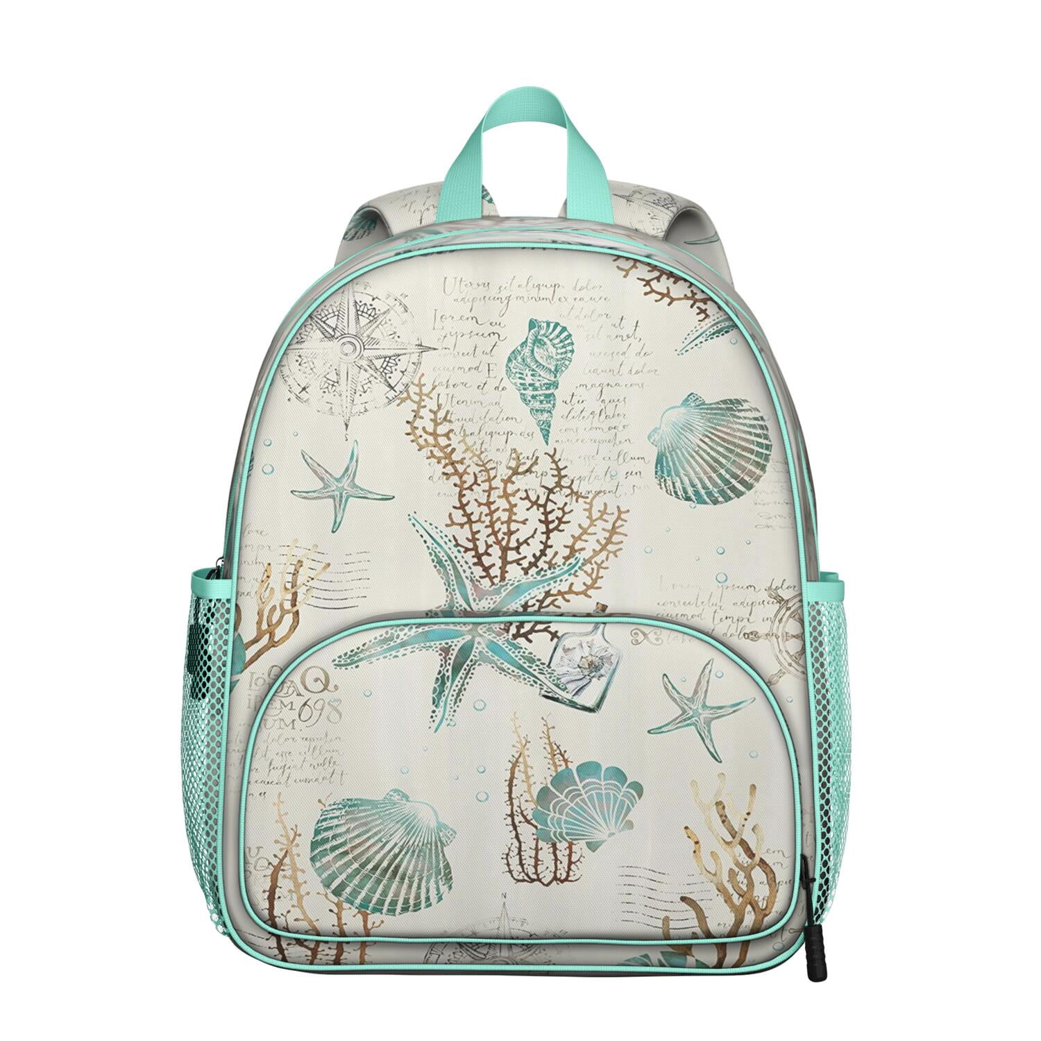 Semiouray Tropical Backpack 17in - Sea Turtle Sunflower Print Lightweight School Bag, Polyester