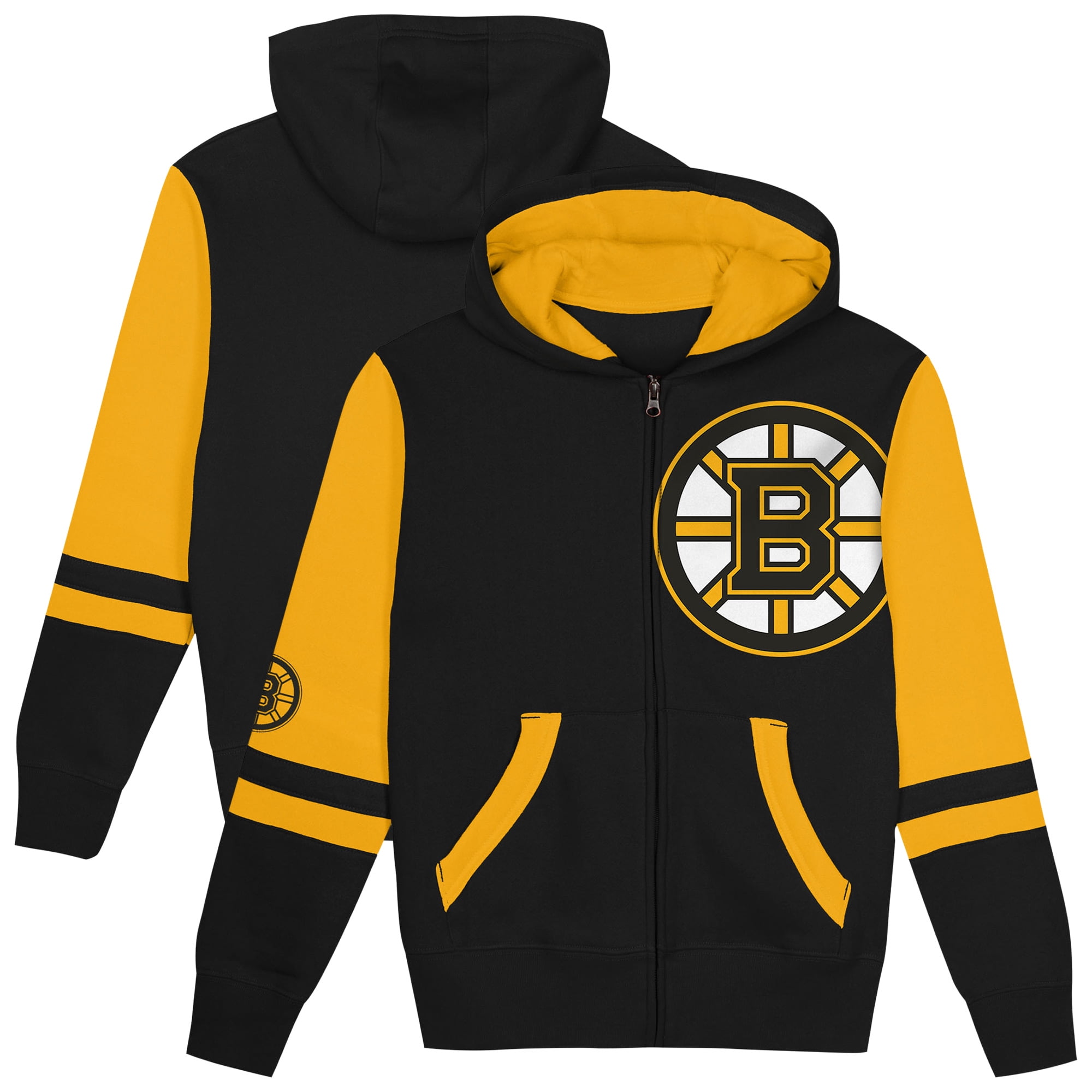 Preschool Black Boston Bruins Face Off FullZip Hoodie