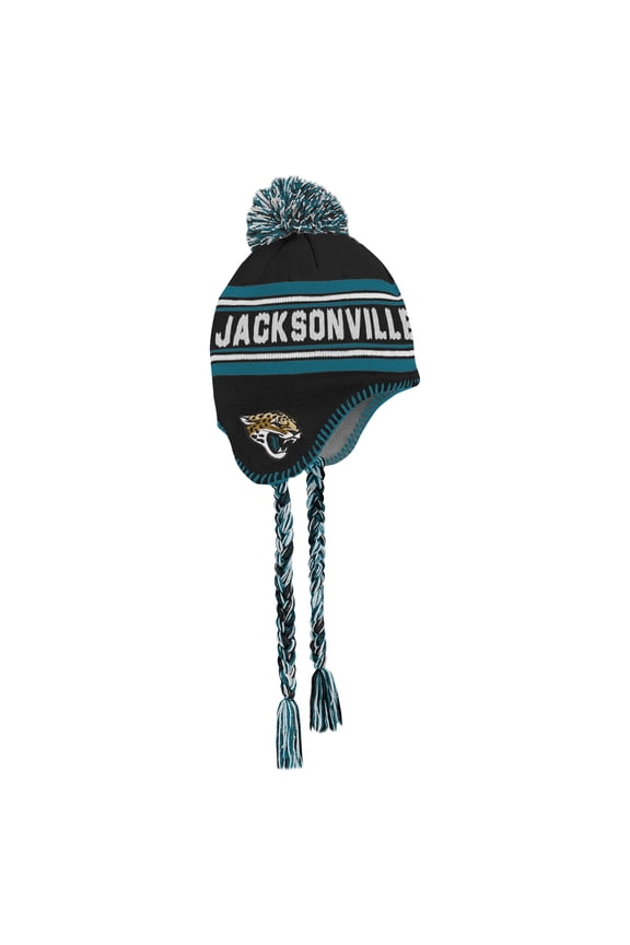 Preschool Black Jacksonville Jaguars Jacquard Tassel Knit Hat with Pom