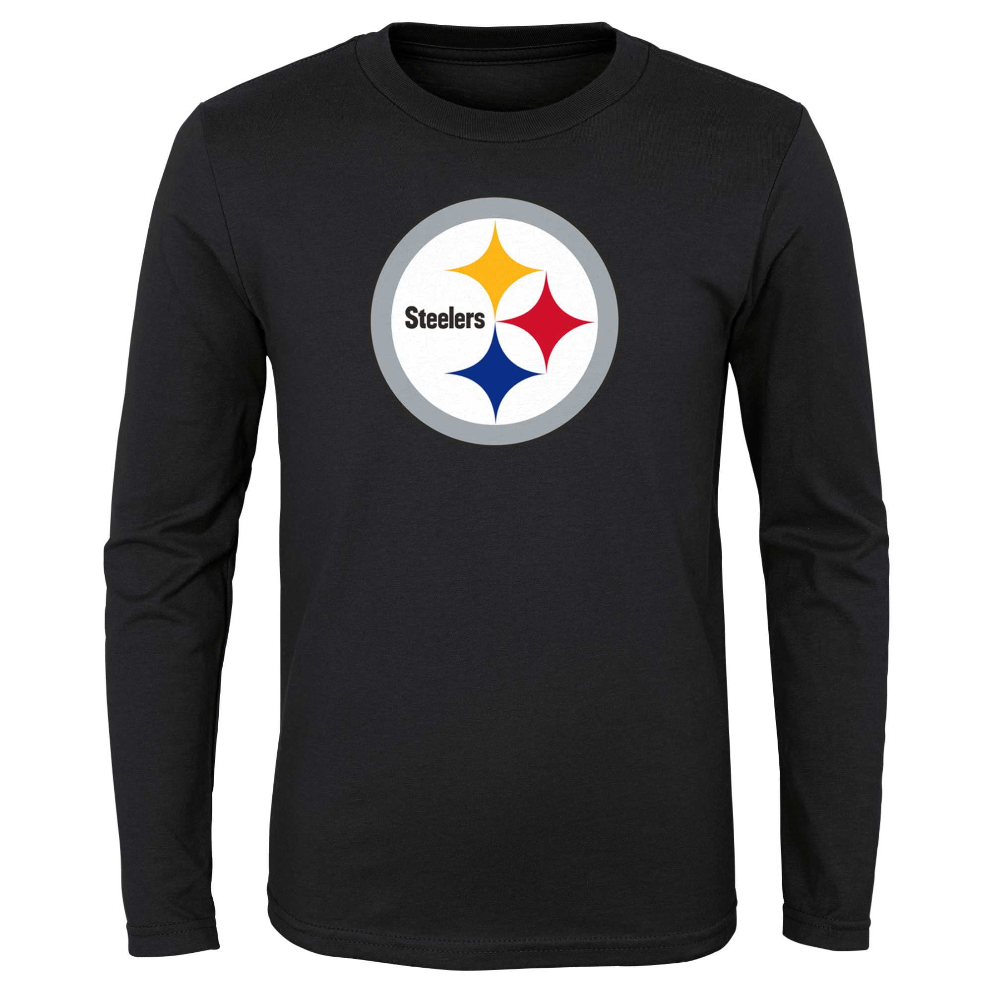 Preschool Black Pittsburgh Steelers Primary Logo Long Sleeve TShirt