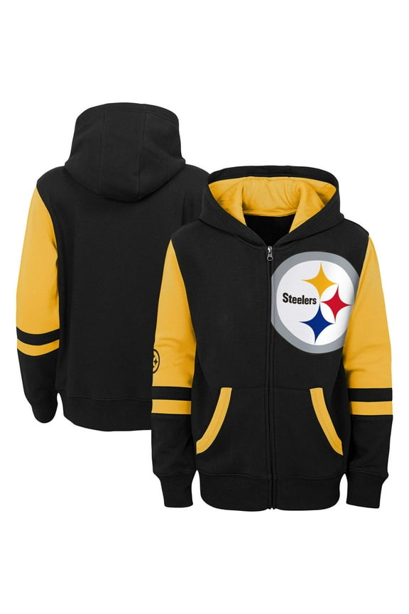 Preschool Black Pittsburgh Steelers Stadium Color Block Full-Zip Hoodie