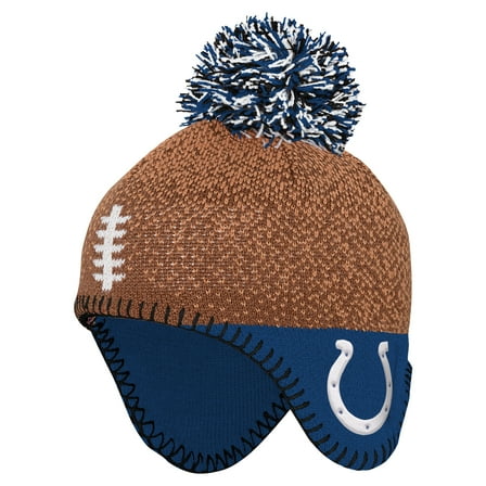 Preschool-Brown Indianapolis Colts Football Head Knit Hat with Pom