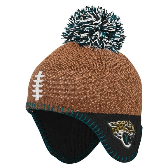 Preschool-Brown Jacksonville Jaguars Football Head Knit Hat with Pom