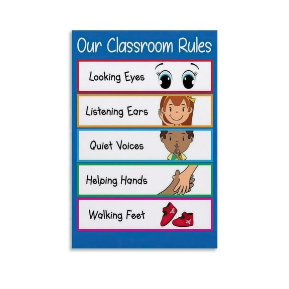 Preschool Classroom Rules Classroom Rules, Classroom Rules Poster Canvas Poster Wall Art Decor Print Picture Paintings for Living Room Bedroom Decoration Unframed12x18inch(30x45cm)