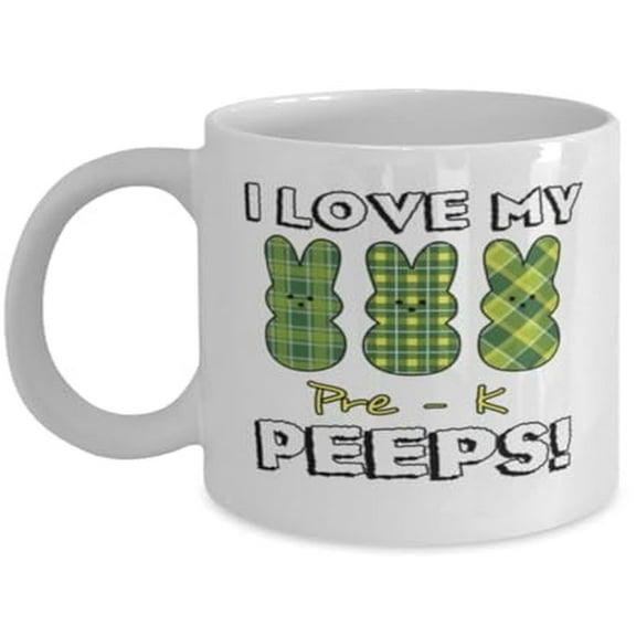 Teacher 11 oz Coffee Mug - I Love My Pre-K Peeps White Ceramic Gift