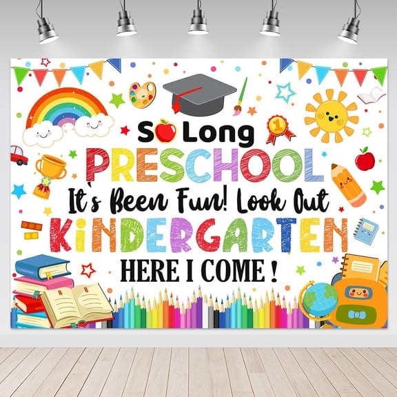 Preschool Congrats Grad Backdrop Kindergarten Here I Come Class of 2026 Graduation Background PRE-K Congratulate Graduate Party Decorations Banner Photo Booth Props