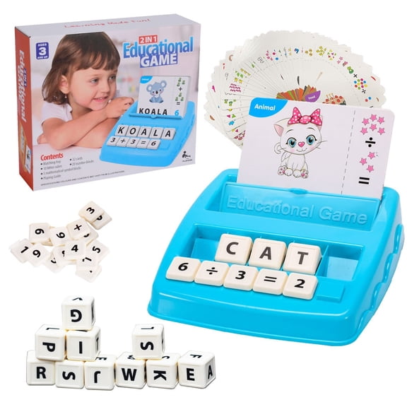 Preschool Educational Learning Game - Letter Number Matching Toy with Flash Cards, Math & Spelling Activity Set for Kids Parent-Child Play