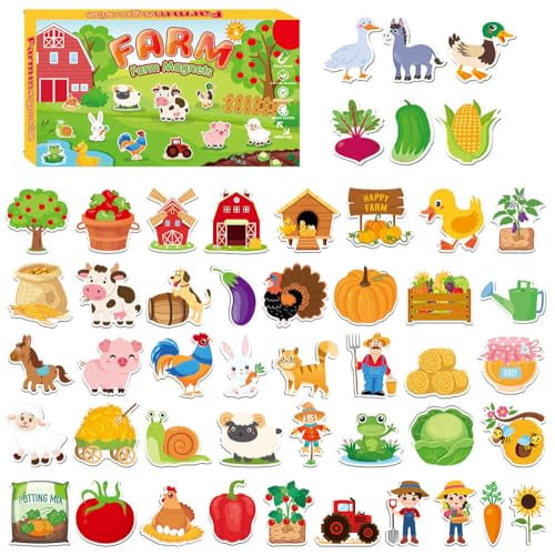 Preschool Educational Magnetic Toys - Magnetic Alphabet & Learning Magnets for Fridge & Whiteboard,farm