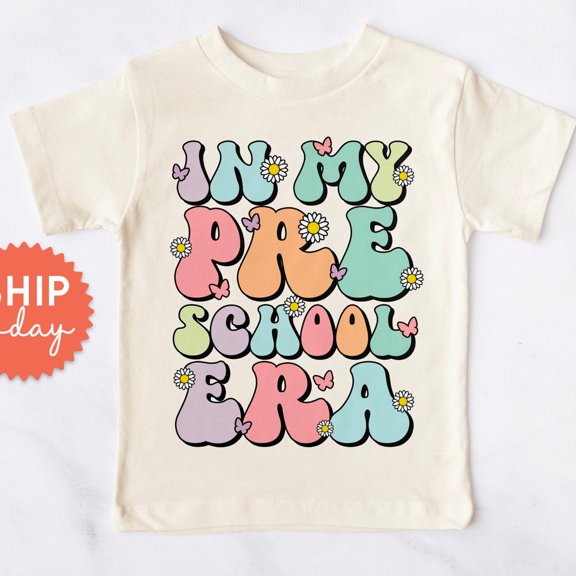 In My Preschool Era Toddler Shirt, Back To School Gift For Prek, Girl Kids School Outfit, Floral School Outfits TODDLER SHORT SLEEVE TEE BELLA CANVAS 3001T