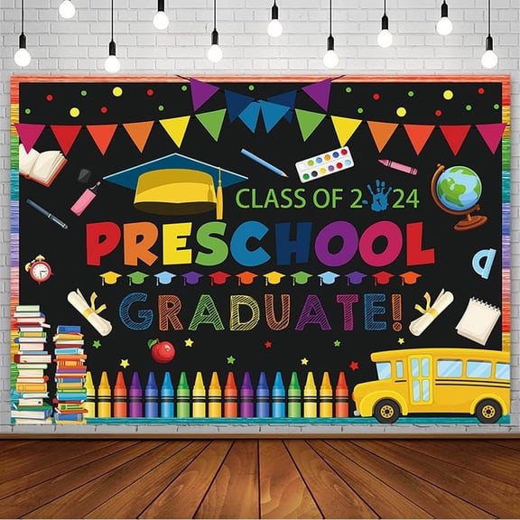 Preschool Graduate Backdrop Kindergarten Pre K Congrats Grad Graduation Photography Background Class of 2025 School Prom Party Decorations End of School Banner Photobooth Props Supplies