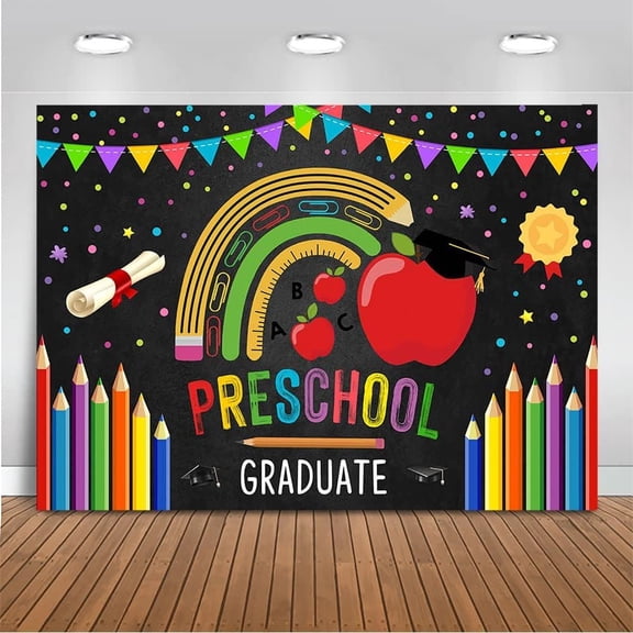 Preschool Graduate Backdrop Pre Kindergarten Congrats Grad Background Class of 2026 Graduation Ceremony Party Decorations Banner Supplies Photo Booth Props