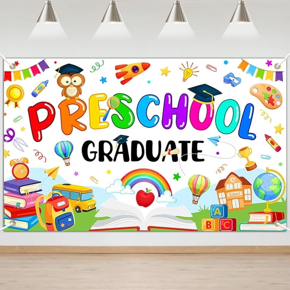 Preschool Graduation Backdrop PRE-K Class of 2026 Graduation Background Kindergarten Congrats Grad Party Decorations Banner Supplies Photo Booth Props