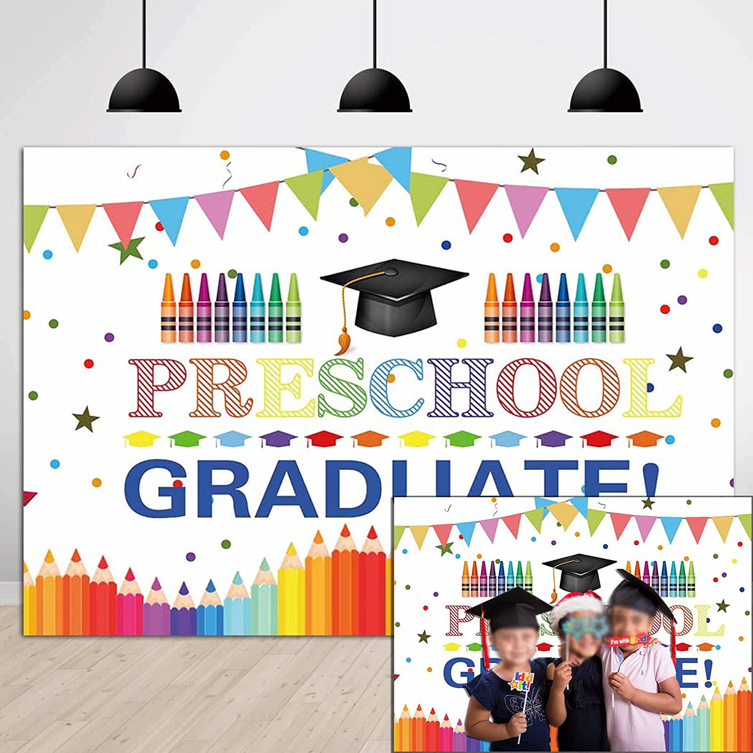 Preschool Graduation Backdrop for Photography Kids Kindergarten Pre K