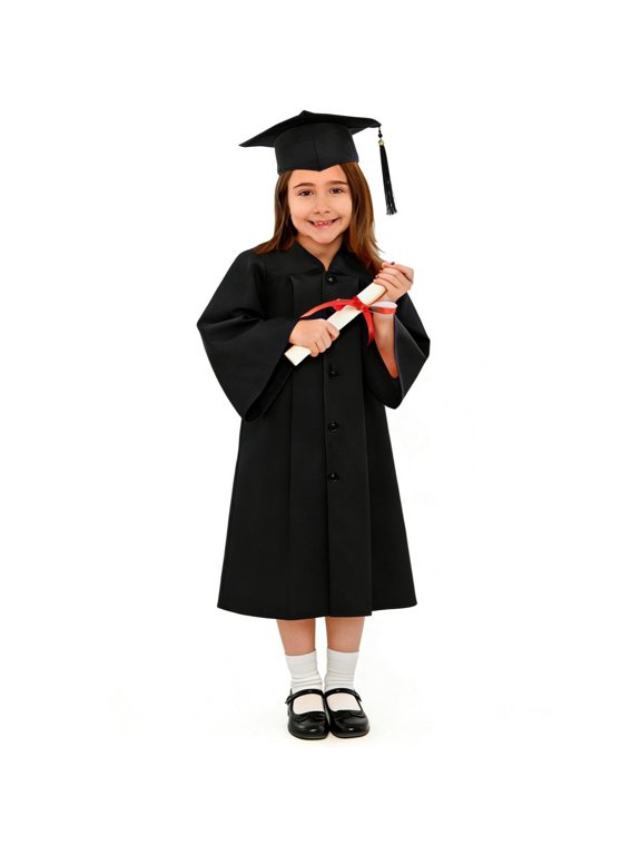 Preschool Graduation Cap and Gown Set Unisex Graduation for Kids (Black 5-6)