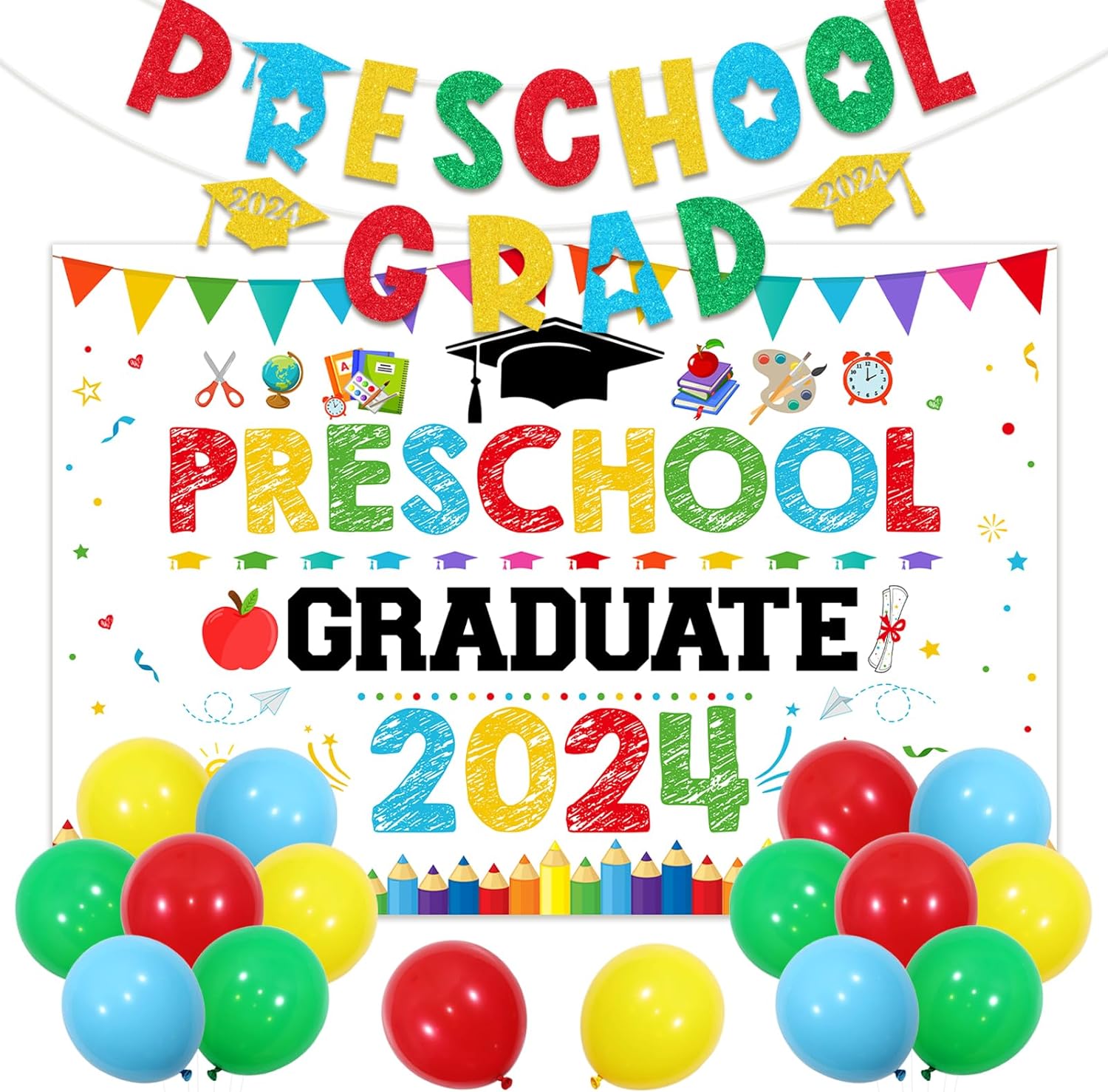 Preschool Graduation Decorations 2024, Colorful Preschool Graduation