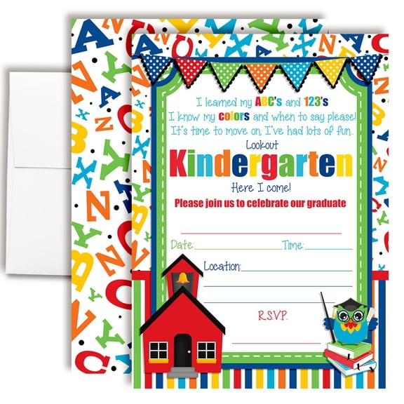 Preschool Graduation Party Invitations  20 Fill In the Blank Invites with Envelopes  5x7 Graduation Invitations, Grad Party Invites by Amanda Creation