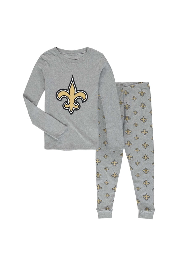 Preschool Heathered Gray New Orleans Saints Long Sleeve T-Shirt & Pants Sleep Set