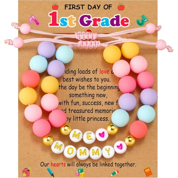 Preschool/Kindergarten/First Grade/Second Grade First Day Bracelet, Big Sister Bracelet Gift, Mum's Gift for Daughter, Birthday Christmas Jewellery Gift for Her