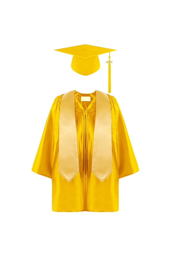 Preschool Kindergarten Graduation Gown Cap Set, With Tassel And Graduation Sash For Child Size, Ceremony Dress Outfit