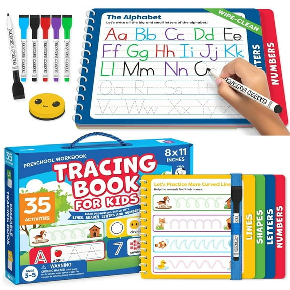Tracing Books for Kids Ages 3-5 Toddler, Preschool Learning Activities -Handwriting Practice Tracing for Kids 3-4, Preschool Kindergarten Workbooks, Learning Books for 4-5 Year Olds