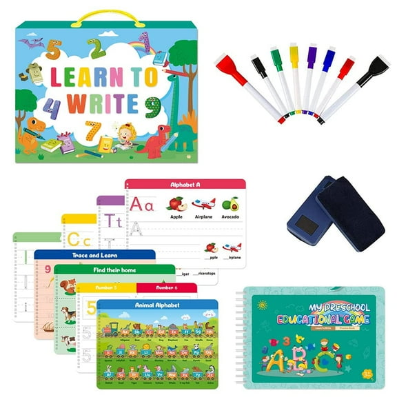 Preschool Learning Activities Workbook, Learn to Write Alphabet ABC Letters Numbers Handwriting Practice Book for Kids, Educational Montessori Busy Book Toys