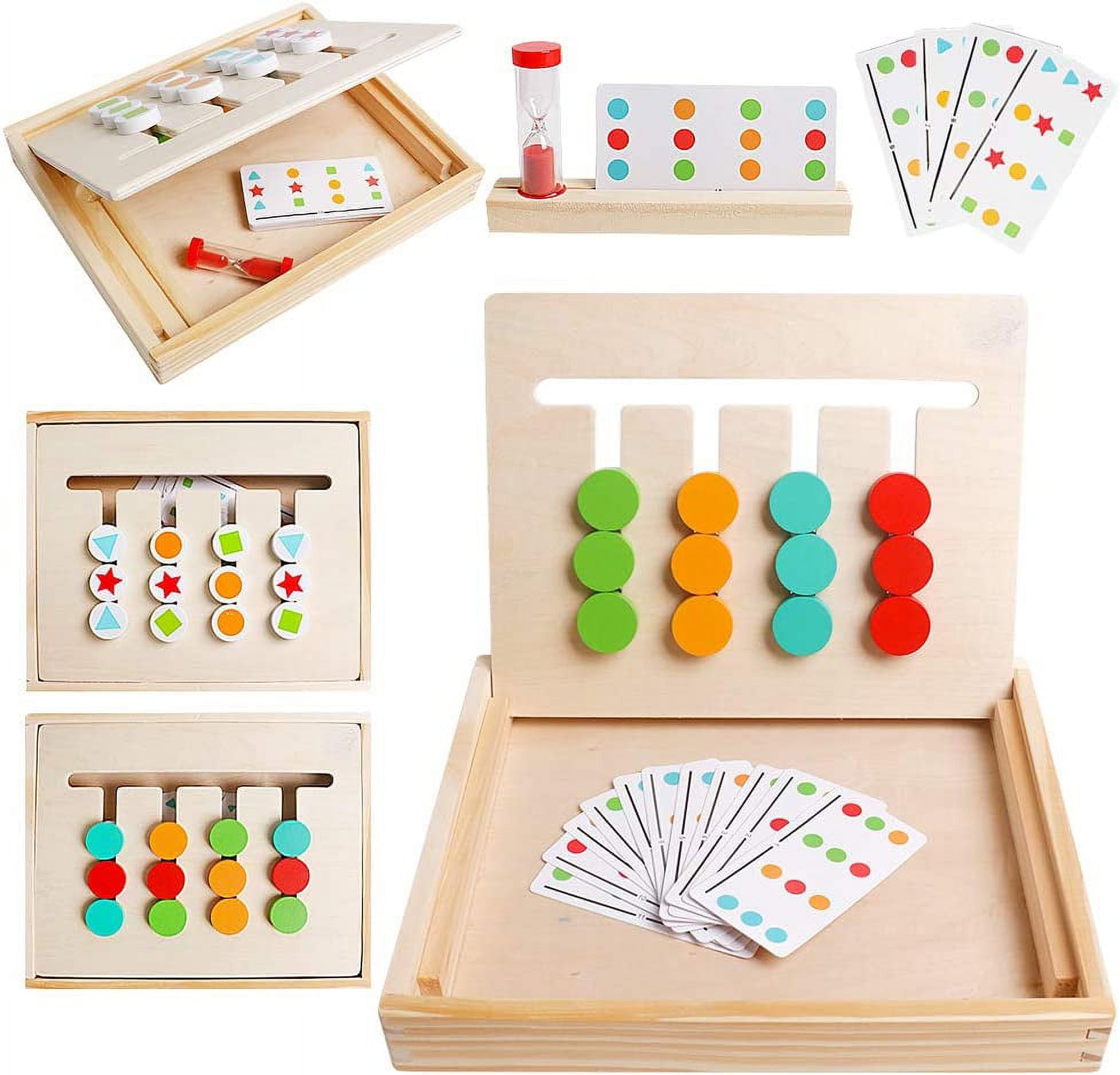 Preschool Learning Toys Slide Puzzle Color & Shape Matching Brain Teasers  Logic Game Montessori Educational Wooden Toys for Age 3 4 5 6 Years Old  Toddlers Kids Child Boys Girls - Walmart.com