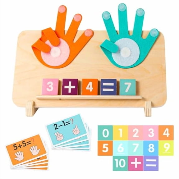 Preschool Learning Toys for Toddlers,Colorful Wooden Numbers Blocks,Finger Counting Montessori Toys for 3 4 5 Year Old