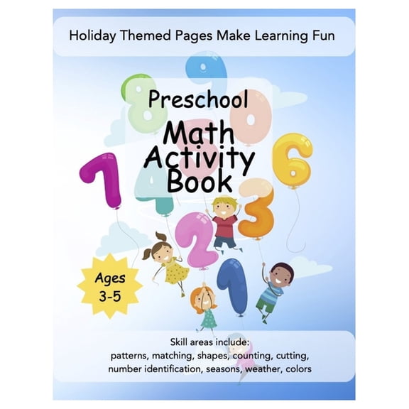 Preschool Math Activity Book: 100 Pages with Number Identification, Counting, Number Sense, Beginning Touch Math Skills,, (Paperback)