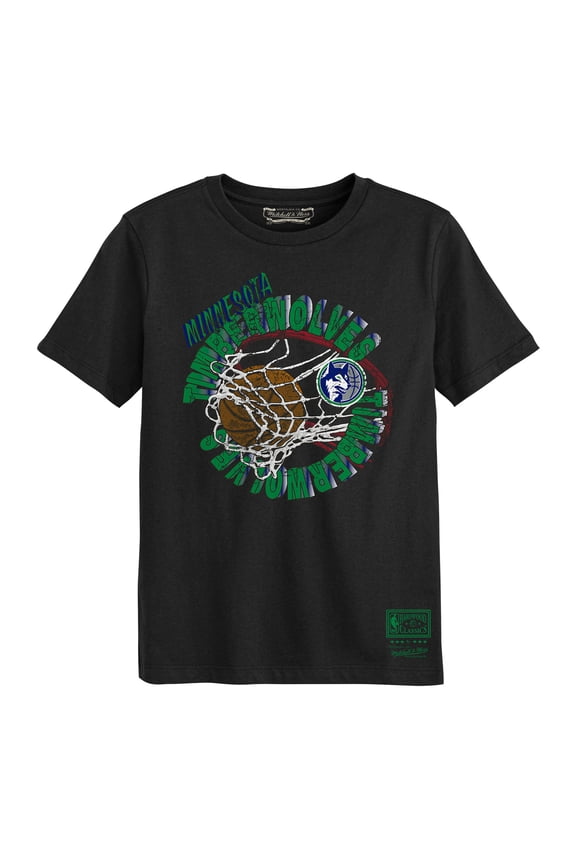 Preschool Mitchell & Ness Black Minnesota Timberwolves In The Net T-Shirt