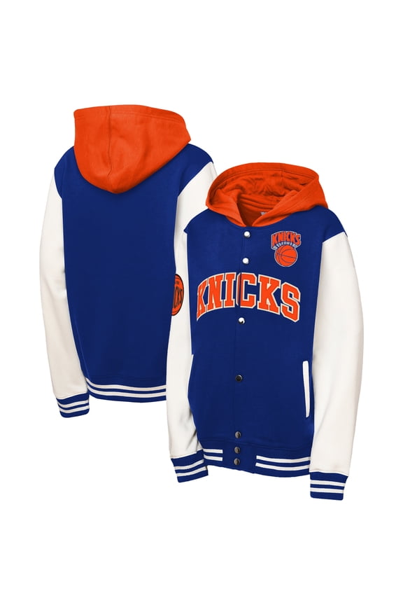 Preschool Mitchell & Ness Blue New York Knicks Courtside Fleece Full-Snap Jacket