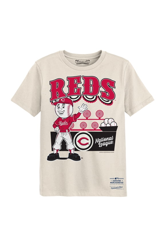 Preschool Mitchell & Ness  Cream Cincinnati Reds Step Back Up T-Shirt