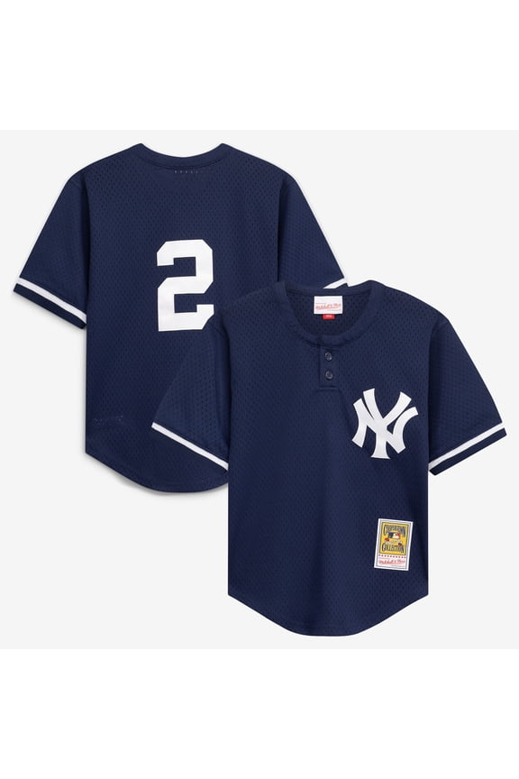Preschool Mitchell & Ness Derek Jeter Navy New York Yankees Cooperstown Collection-Mesh Batting Practice Jersey