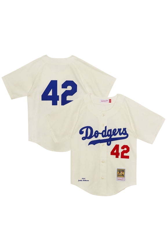 Preschool Mitchell & Ness Jackie Robinson Cream Brooklyn Dodgers 1955 Authentic Jersey