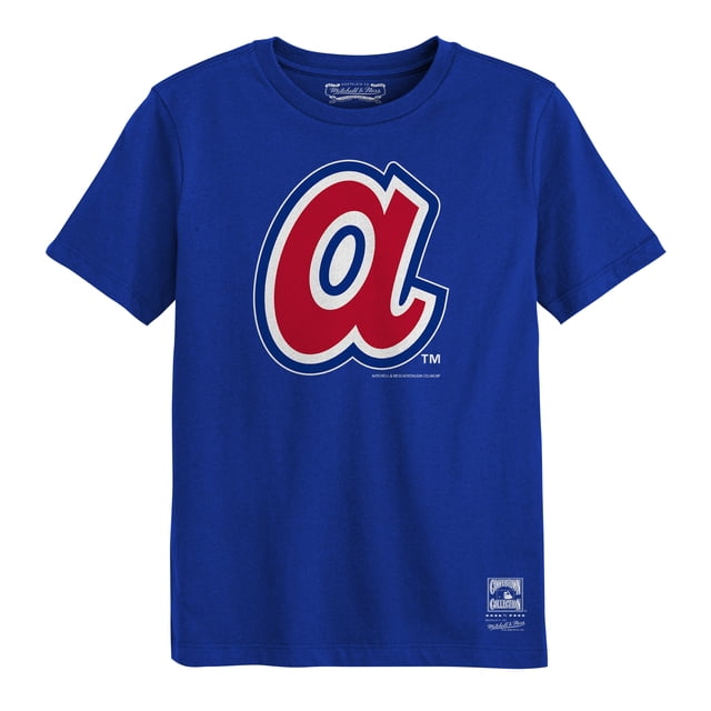 Preschool Mitchell & Ness Royal Atlanta Braves Retro Logo T-Shirt ...