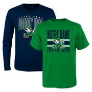 Preschool Navy/Green Notre Dame Fighting Irish Fan Wave Short & Long Sleeve T-Shirt Combo Pack