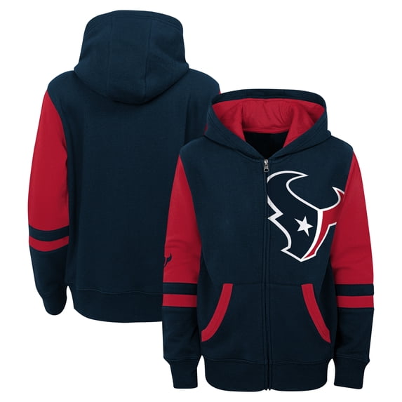 Preschool Navy Houston Texans Stadium Color Block Full-Zip Hoodie
