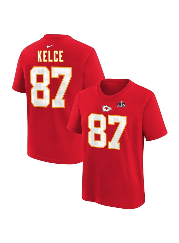 Preschool Nike Travis Kelce Red Kansas City Chiefs Super Bowl LVIII Player Name & Number T-Shirt