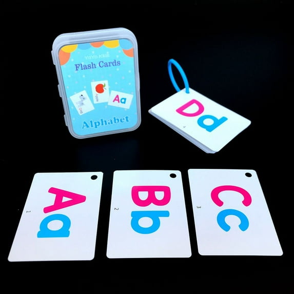 1PC Numbers Handwritten Memory Training Letters Montessori With Buckle English Flash Card Pocket Flash Cards English Learning Word Card Early Learning Educational Toy ALPHABET