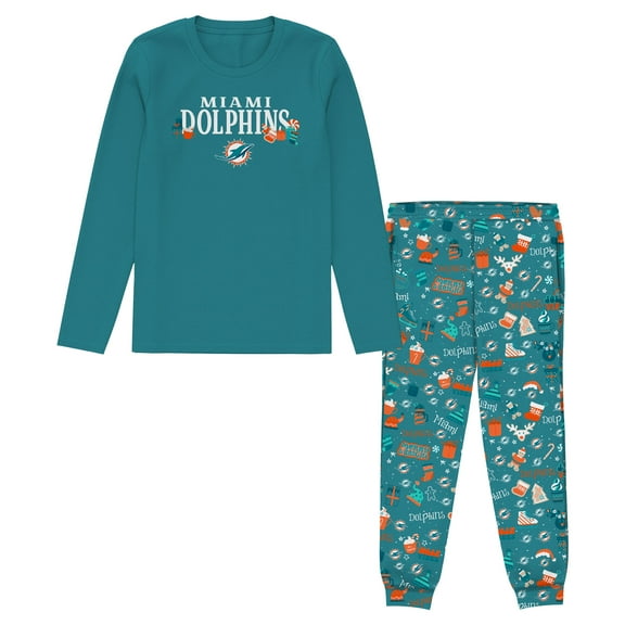 Preschool Outerstuff Aqua Miami Dolphins Chestnut Holiday Sleep Set
