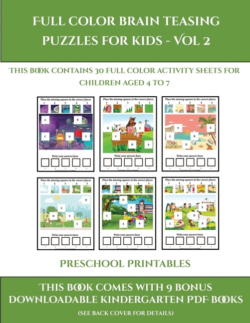Preschool Printables: Preschool Printables (Full color brain teasing ...